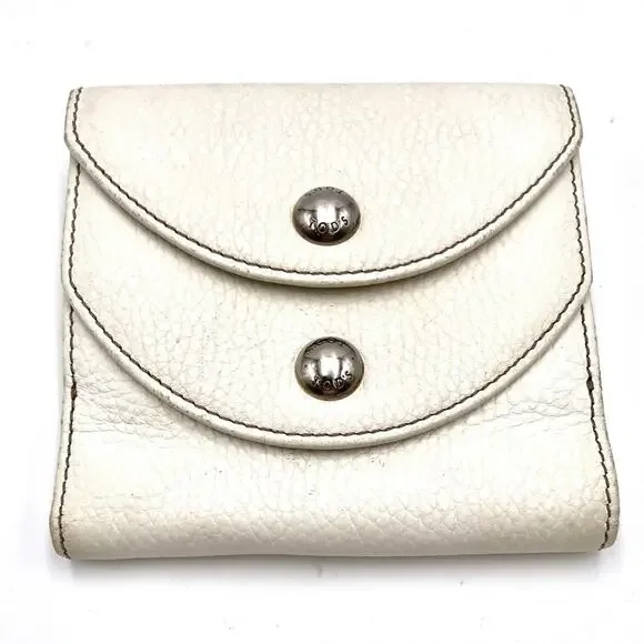 TOD'S vintage wallet white leather snap closure credit cards slots & pockets